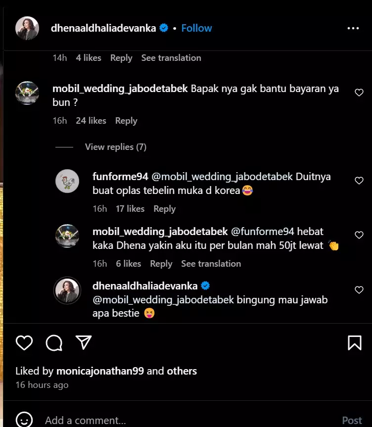 Dhena Devanka spill pengeluaran bulanan © Instagram