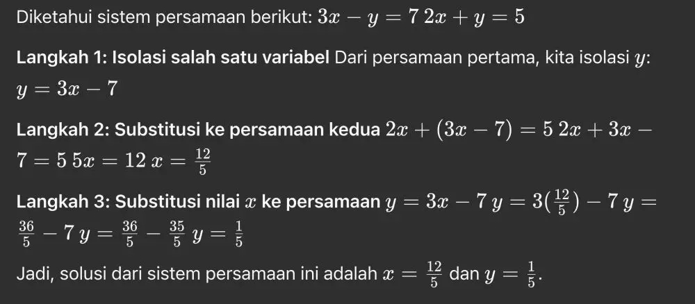 Contoh soal SPLDV metode substitus © 2025 brilio.net