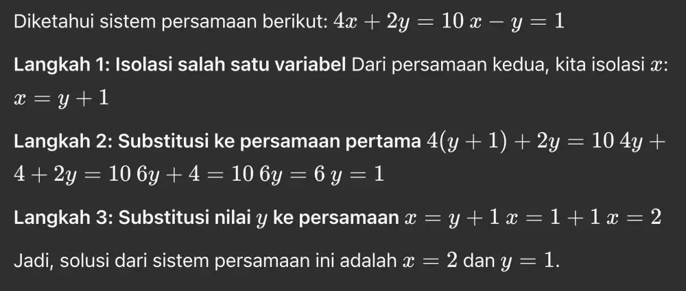 Contoh soal SPLDV metode substitus © 2025 brilio.net