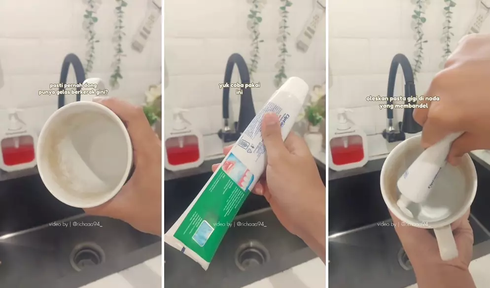 mencuci gelas berkerak pakai pasta gigi © 2025 TikTok