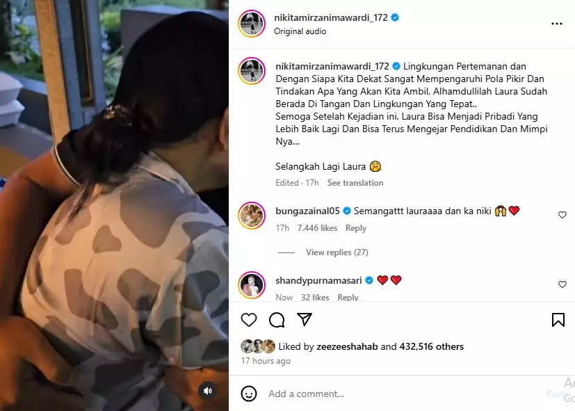 reaksi vadel tanggapi lolly sudah sadar  © 2025 Instagram