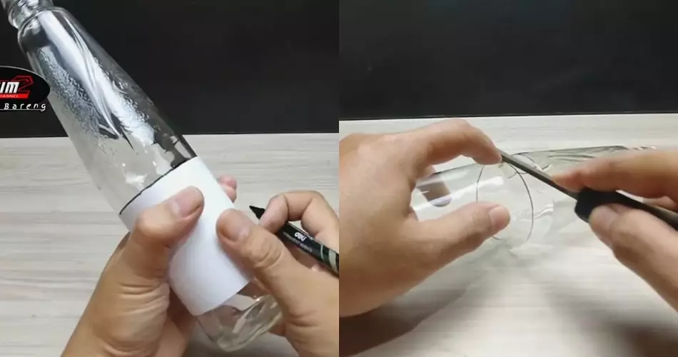 Cara simpel potong botol sirup bekas agar rapi dan bisa dijadikan gelas © YouTube