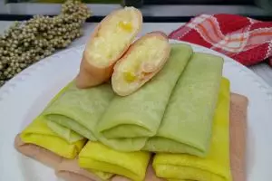 Resep dadar gulung vla jagung, manis dan lembut untuk takjil