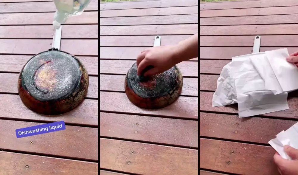 trik bersihkan pantat wajan berkerak gosong tanpa sitrun © 2025 TikTok