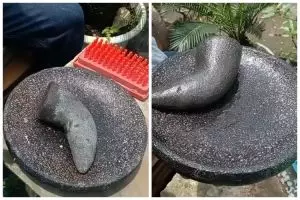 Trik mudah agar cobek batu tak bau dan bekas bumbu hilang, tanpa dicuci sabun