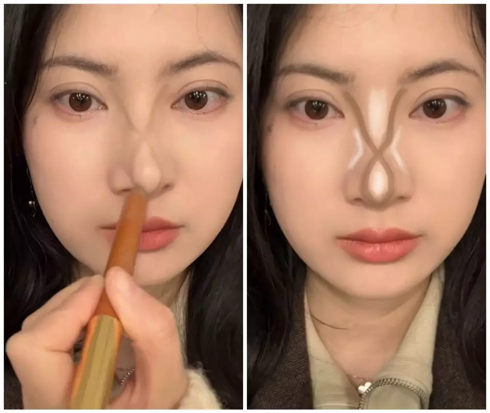 trik gambar kontur hidung © Instagram