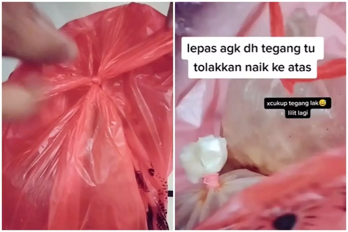 Cara mudah membuka ikatan tali mati di kresek tanpa digunting atau dirobek