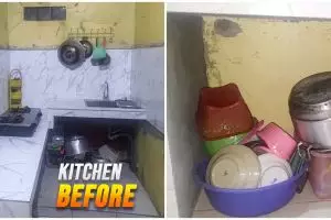 Awalnya sumpek dan pengap, 9 potret makeover dapur sepetak minim bujet ini jadi kian luas