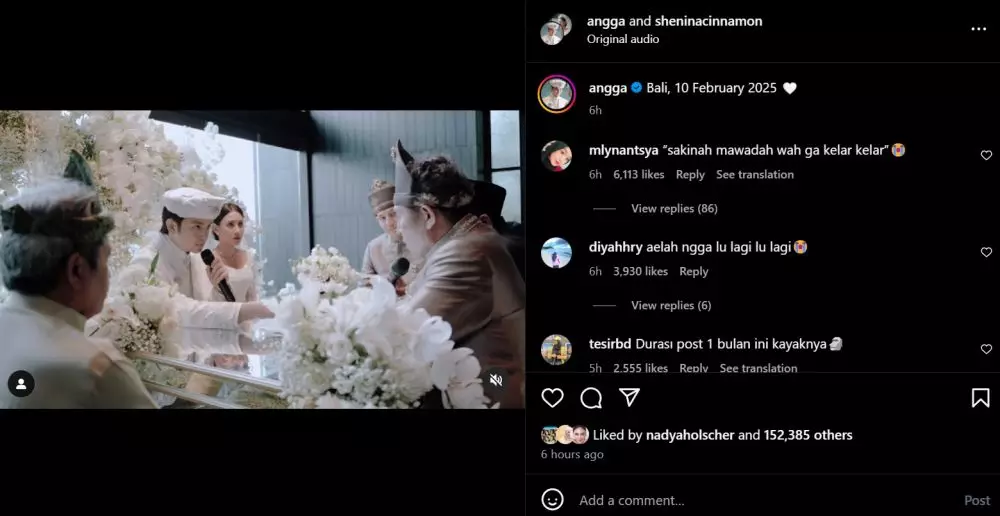 Fans ngeluh postingan pernikahan Angga Yunanda © berbagai sumber