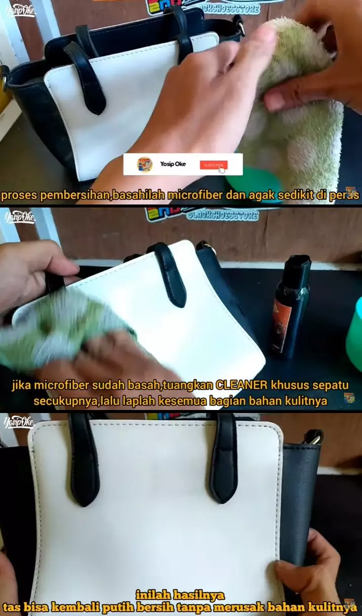 bersihkan bintik hitam pada tas kulit © 2025 YouTube