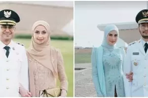 Gaya makeup 5 istri seleb saat dampingi suami pelantikan bupati dan gubernur, Syahnaz tampil flawless