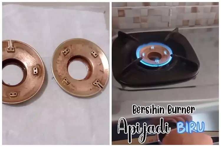 trik bersihkan burner kompor berkerak hitam © Instagram