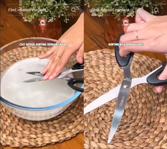 Trik agar karat gunting bersih hilang © TikTok