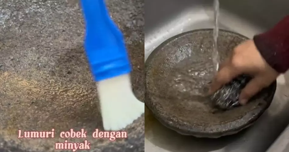 Bukan gunakan spons dan sabun, ini cara mencuci cobek © TikTok Bukan gunakan spons dan sabun, ini cara mencuci cobek © TikTok