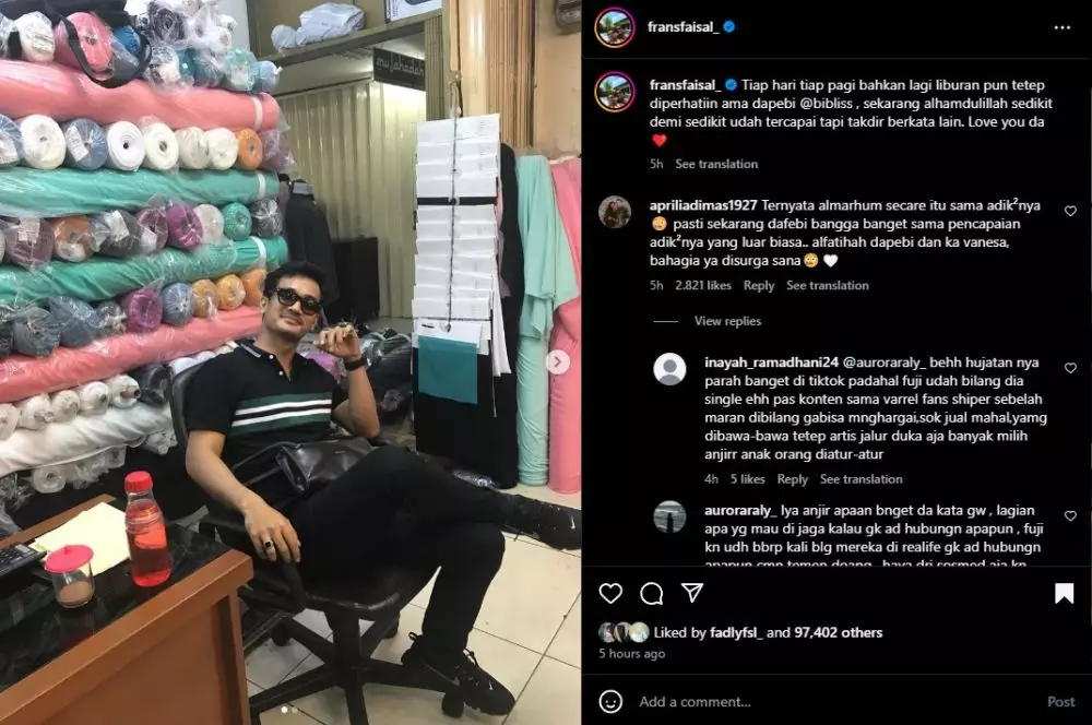 pesan bibi ardiansyah untuk frans faisal  © 2025 Instagram pesan bibi ardiansyah untuk frans faisal  © 2025 Instagram