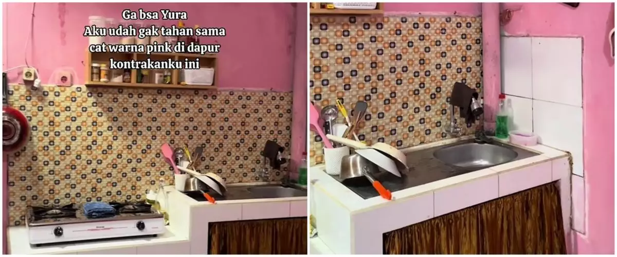 Awalnya pink ngejreng, 9 potret dapur dimakeover cuma Rp200 ribuan, hasilnya estetik manjakan mata