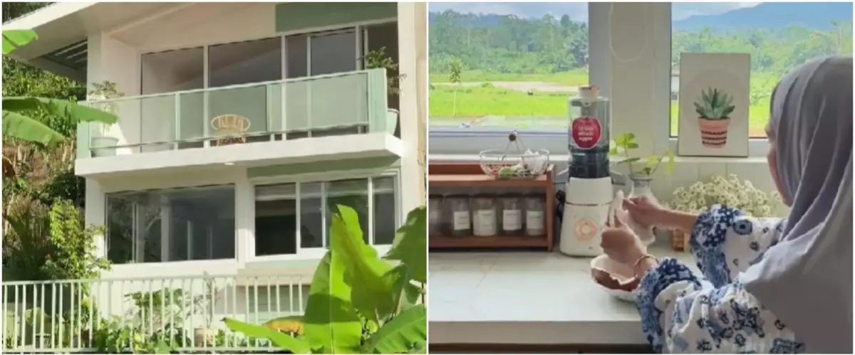 Pasutri ini bangun rumah 2 lantai di tengah sawah, 9 potret dapurnya punya view idaman para emak-emak