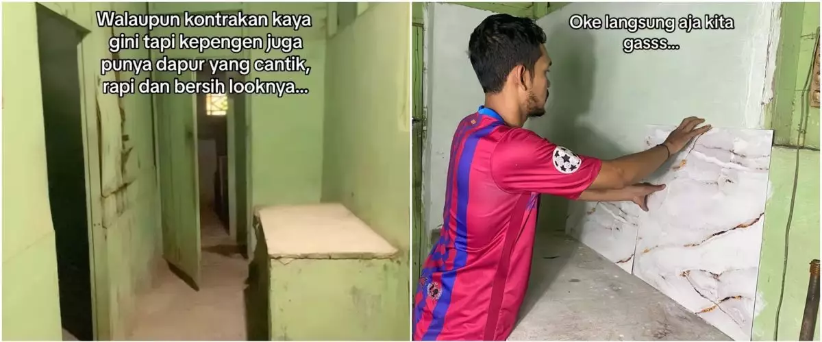 Dapur kontrakan kayu awalnya tampak kumuh dimakeover jadi estetik modal 100 ribuan, ini 9 potretnya