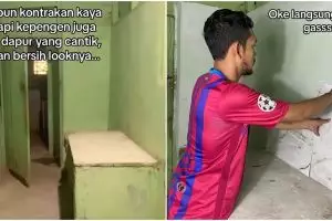 Dapur kontrakan kayu awalnya tampak kumuh dimakeover jadi estetik modal 100 ribuan, ini 9 potretnya