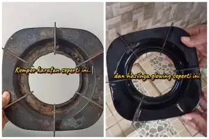 Tanpa citrun, ini trik bersihkan tungku kompor berkarat jadi kinclong pakai tambahan 1 bahan dapur