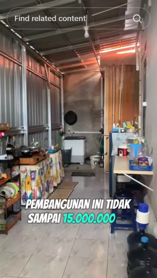 Bangun dapur dinding seng ala peti kemas © TikTok