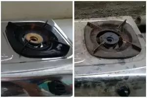 Trik bersihkan kompor berminyak dan berkerak tanpa direndam air, cuma modal Rp3.000