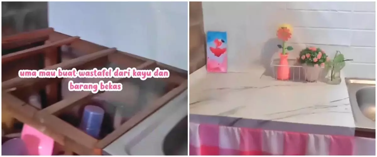 Cuma dari barang bekas, begini 9 cara bikin meja cuci piring sederhana tahan air