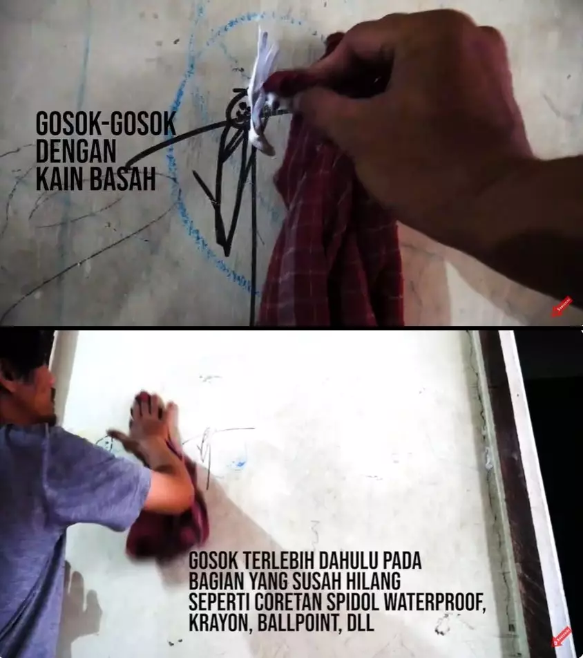 trik bersihkan coretan spidol di dinding © 2025 YouTube