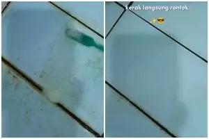 Trik mudah bersihkan noda membandel di lantai kamar mandi pakai 3 bahan dapur, kerak auto rontok