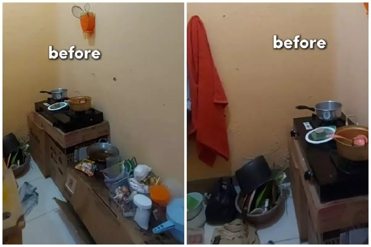 Awalnya berantakan bak gudang, 9 potret dapur kos satu petak usai makeover ini visualnya bikin mupeng