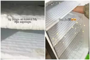 Trik mencairkan bunga es di freezer cuma 20 menit, auto bersih tanpa repot dicongkel