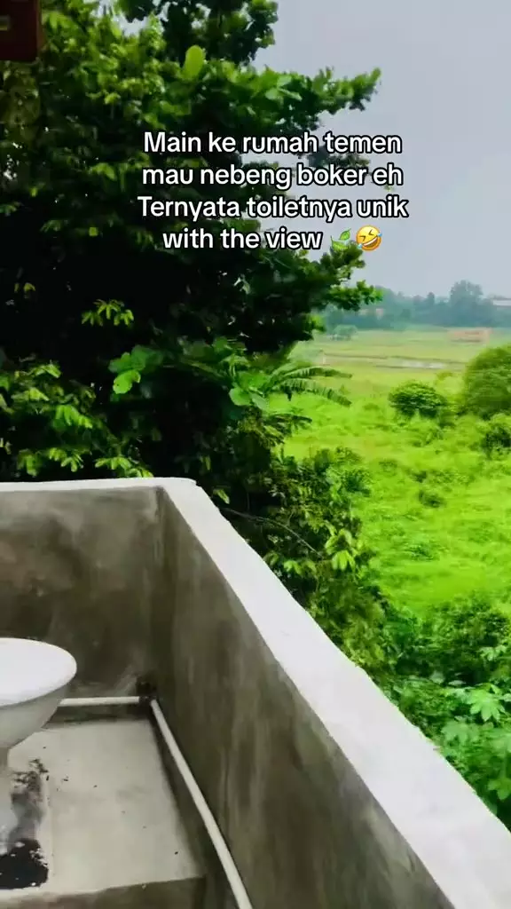 potret kamar mandi menyatu dengan alam  © 2024 TikTok