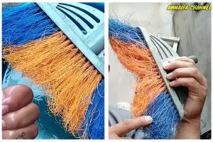 Trik bikin sapu plastik keriting jadi lurus dan tak kusut lagi, cuma tambah 1 bahan dapur
