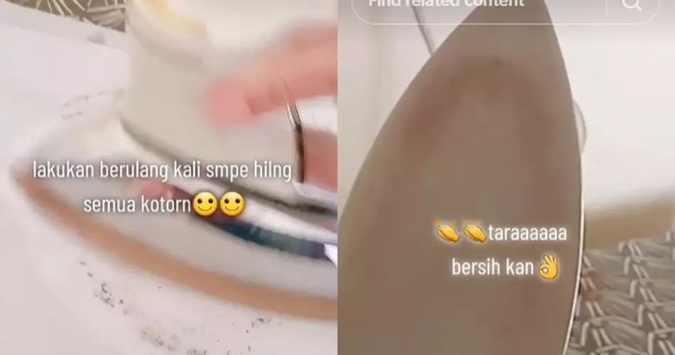 Trik membersihkan kerak gosong setrika pakai garam © TikTok
