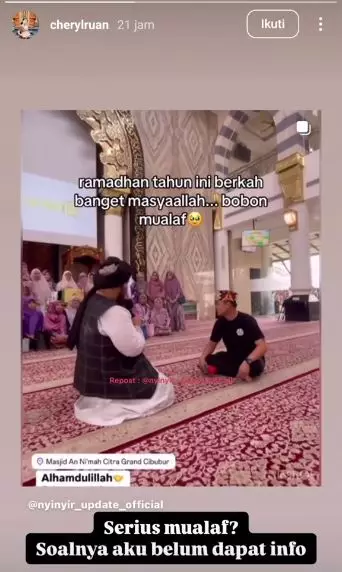 istri bobon santoso tak tahu suaminya mualaf  © 2025 Instagram istri bobon santoso tak tahu suaminya mualaf  © 2025 Instagram