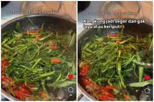 Rahasia mama mertua, ini trik masak tumis kangkung agar warna hijau segar dan tak layu