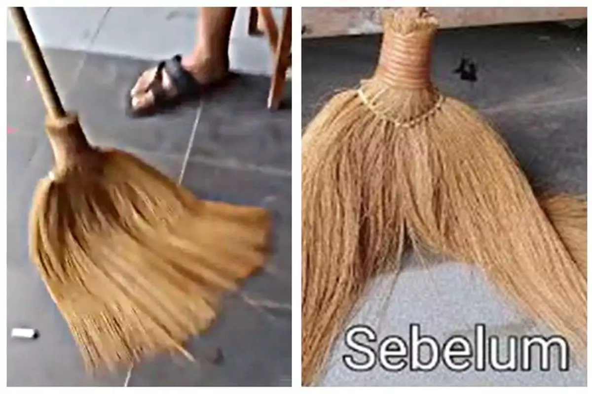 Trik jitu agar sapu ijuk bercabang kembali kokoh tahan lama tanpa disikat, cuma pakai 1 alat sederhana