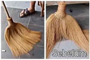 Trik jitu agar sapu ijuk bercabang kembali kokoh tahan lama tanpa disikat, cuma pakai 1 alat sederhana