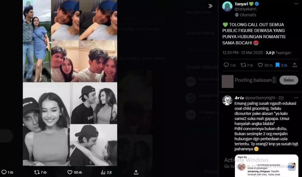 aliando diserang pacari richelle di bawah umur © 2025 brilio.net