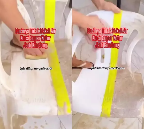Trik bersihkan kursi plastik super kotor © Facebook Trik bersihkan kursi plastik super kotor © Facebook