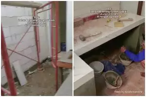 Lahan sempit rumah subsidi direnovasi jadi dapur mungil low bujet, 9 potretnya simpel tapi estetik