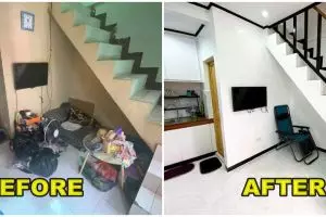 Awalnya berantakan dan semrawut, begini 11 before-after rumah mungil dua susun jadi minimalis modern