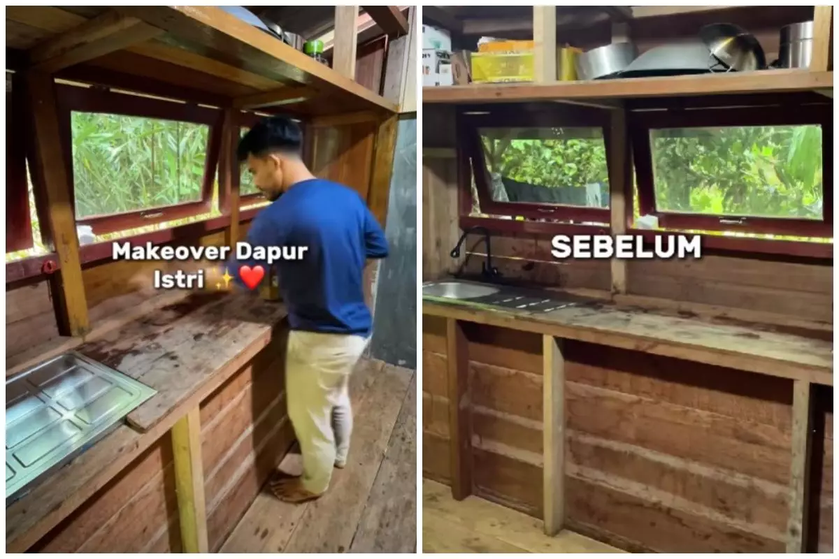 Definisi suami idaman, pria ini makeover dapur kayu istri, 9 potret hasilnya jadi tampak mewah