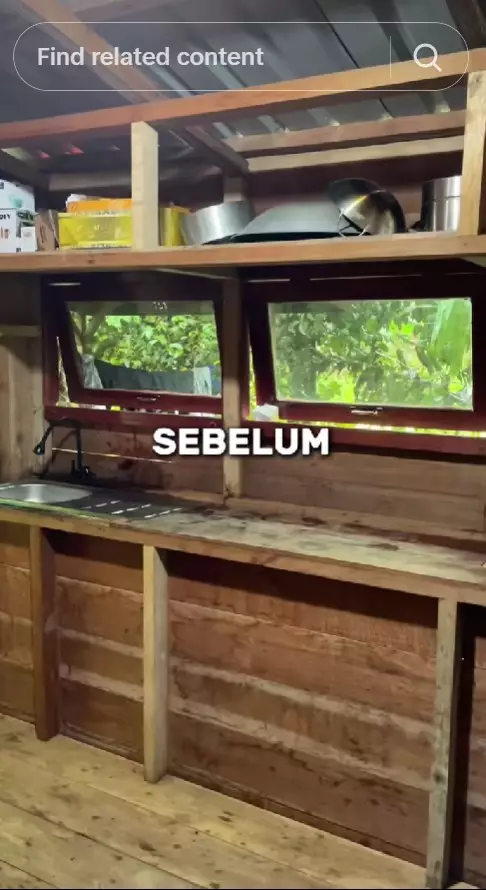 pria ini makeover dapur kayu istri © TikTok