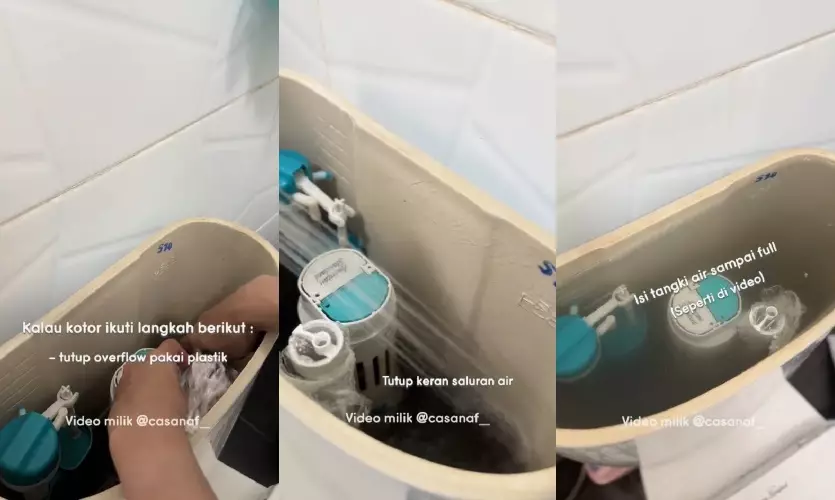 bersihkan tangki kloset duduk jadi tak mudah menguning © TikTok bersihkan tangki kloset duduk jadi tak mudah menguning © TikTok