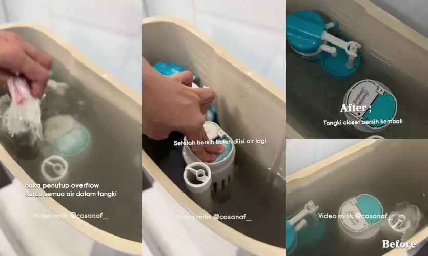 bersihkan tangki kloset duduk jadi tak mudah menguning © TikTok bersihkan tangki kloset duduk jadi tak mudah menguning © TikTok