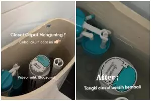Trik bersihkan tangki kloset duduk pakai tambahan 1 bahan dapur, WC jadi tak mudah menguning
