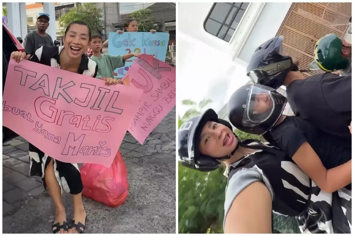 9 Momen keluarga Jennifer Bachdim bagi-bagi takjil, rela bonceng empat naik motor keliling jalanan