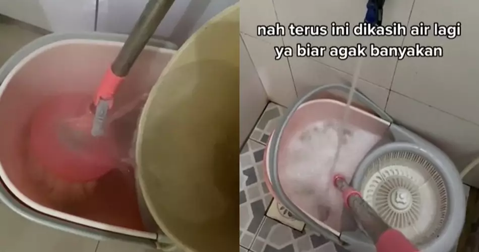 Trik mengepel lantai sederhana pakai 3 bahan dapur © TikTok