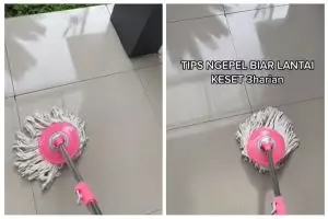 Trik mengepel lantai agar cepat bersih dan tetap kesat hingga 3 hari, sederhana pakai 3 bahan dapur